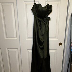**BRAND NEW** Reverly Amara Satin Bridesmaid Dress - Dark Green/Deep Olive